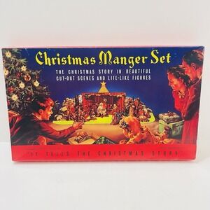 Vintage 1990 Shackman Christmas Manger Unused in Original Box Hong Kong